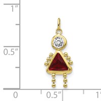 10K Yellow Gold January Girl Dark Red Imitation Birthstone Charm view 3