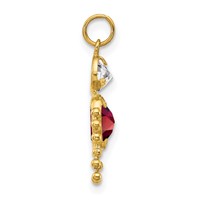 10K Yellow Gold January Boy Dark Red Imitation Birthstone Charm view 2