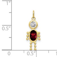 10K Yellow Gold January Boy Dark Red Imitation Birthstone Charm view 3