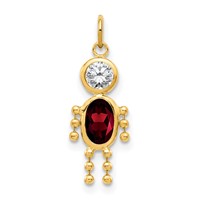 10K Yellow Gold January Boy Dark Red Imitation Birthstone Charm view 1
