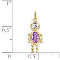 10K Yellow Gold February Boy Purple Imitation Birthstone Charm view 3