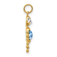 10K Yellow Gold March Boy Light Blue Imitation Birthstone Charm view 2