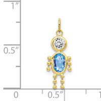 10K Yellow Gold March Boy Light Blue Imitation Birthstone Charm view 3