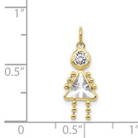 10K April Girl Clear Imitation Birthstone Charm view 3