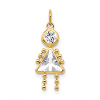10K April Girl Clear Imitation Birthstone Charm view 1