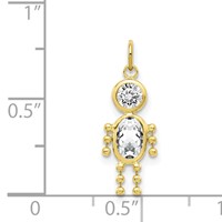 10K Yellow Gold April Boy Clear Imitation Birthstone Charm view 3