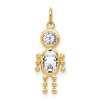 10K Yellow Gold April Boy Clear Imitation Birthstone Charm view 1