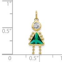 10K Yellow Gold May Girl Green Imitation Birthstone Charm view 3