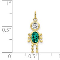 10K Yellow Gold May Boy Green Imitation Birthstone Charm view 3