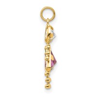10K Yellow Gold June Girl Lavender Imitation Birthstone Charm view 2