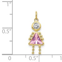 10K Yellow Gold June Girl Lavender Imitation Birthstone Charm view 3