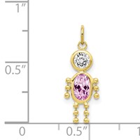 10K Yellow Gold June Boy Lavender Imitation Birthstone Charm view 3