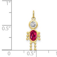 10K Yellow Gold July Boy Red Imitation Birthstone Charm view 3