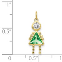 10K Yellow Gold August Girl Light Green Imitation Birthstone Charm view 3