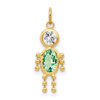 10K August Boy Light Green Imitation Birthstone Charm view 1