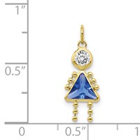 10K Yellow Gold September Girl Blue Imitation Birthstone Charm view 3