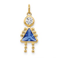 10K Yellow Gold September Girl Blue Imitation Birthstone Charm view 1