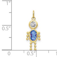 10K Yellow Gold September Boy Blue Imitation Birthstone Charm view 3