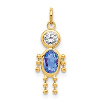 10K Yellow Gold September Boy Blue Imitation Birthstone Charm view 1