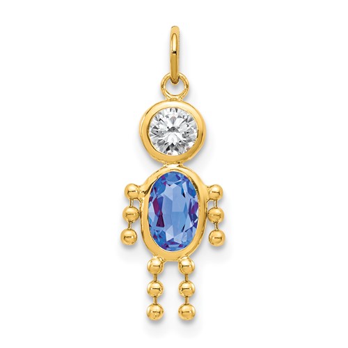 10K Yellow Gold September Boy Blue Imitation Birthstone Charm