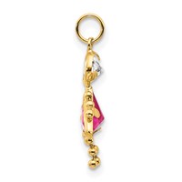 10K Yellow Gold October Girl Pink Imitation Birthstone Charm view 2