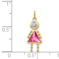 10K Yellow Gold October Girl Pink Imitation Birthstone Charm view 3