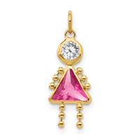10K Yellow Gold October Girl Pink Imitation Birthstone Charm view 1