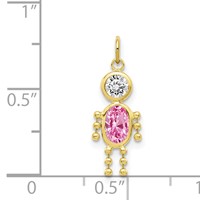 10K Yellow Gold October Boy Pink Imitation Birthstone Charm view 3
