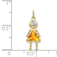 10K Yellow Gold November Girl Yellow Imitation Birthstone Charm view 3