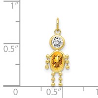 10K Yellow Gold November Boy Yellow Imitation Birthstone Charm view 3