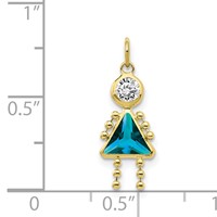 10K Yellow Gold December Girl Blue-Green Imitation Birthstone Charm view 3