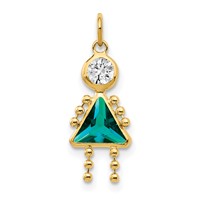 10K Yellow Gold December Girl Blue-Green Imitation Birthstone Charm view 1
