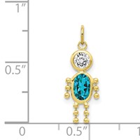 10K Yellow Gold December Boy Blue-Green Imitation Birthstone Charm view 3