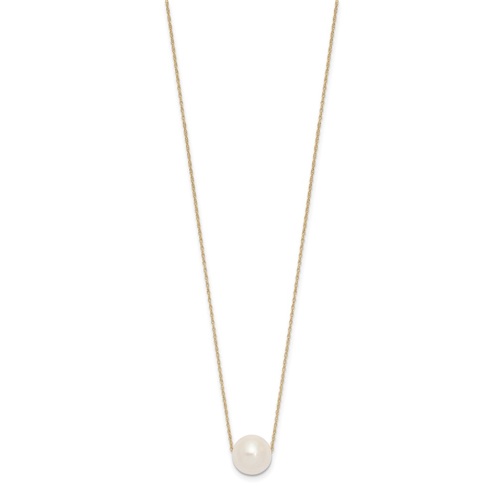 10k 10-11mm White Round Freshwater Cultured Pearl 17 inch Rope Necklace (10XF770-17)