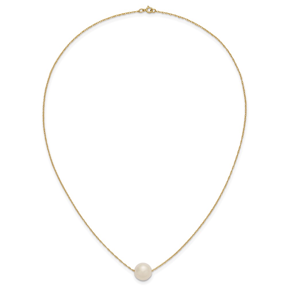 10k 10-11mm White Round Freshwater Cultured Pearl 17 inch Rope Necklace (10XF770-17)