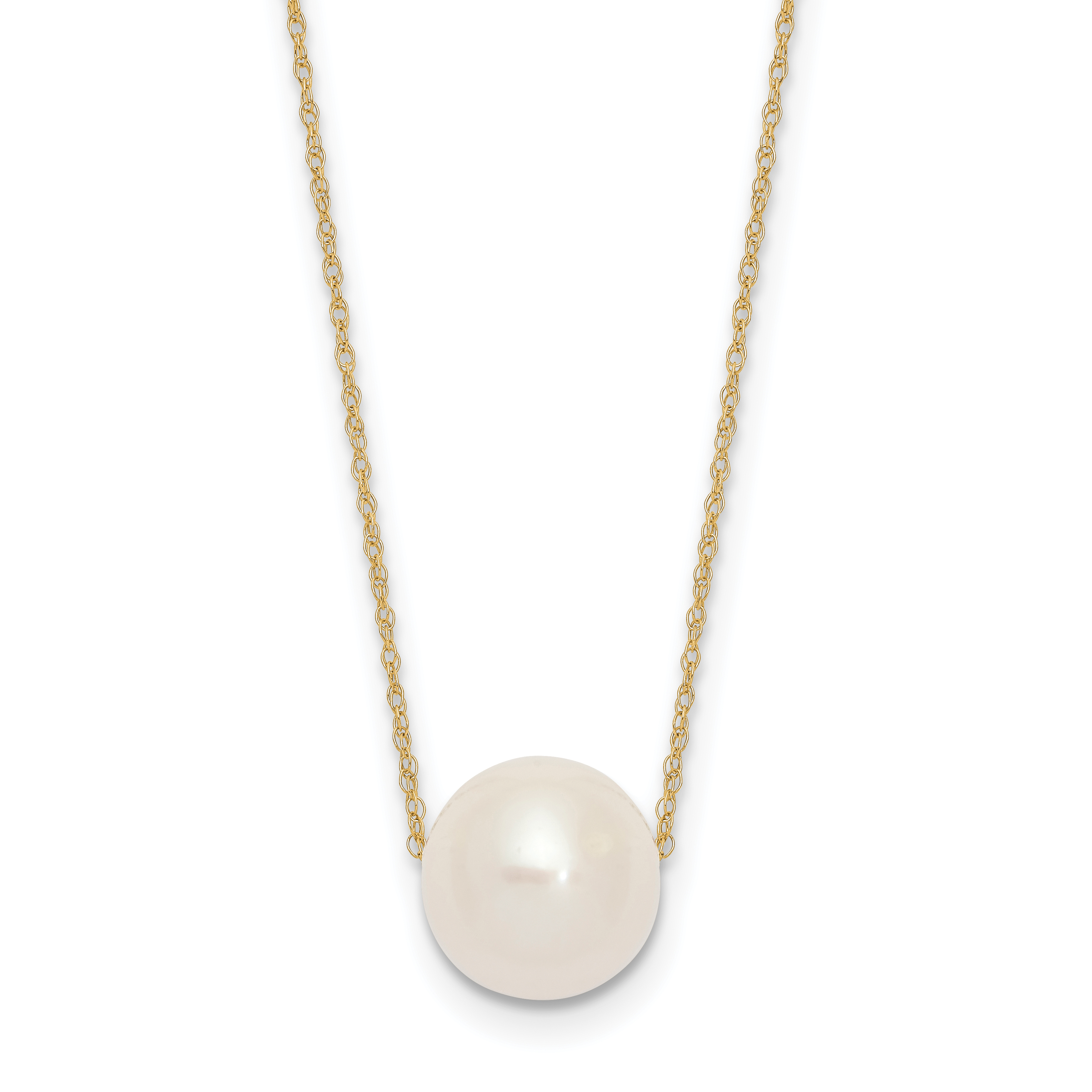 10k 10-11mm White Round Freshwater Cultured Pearl 17 inch Rope Necklace (10XF770-17)