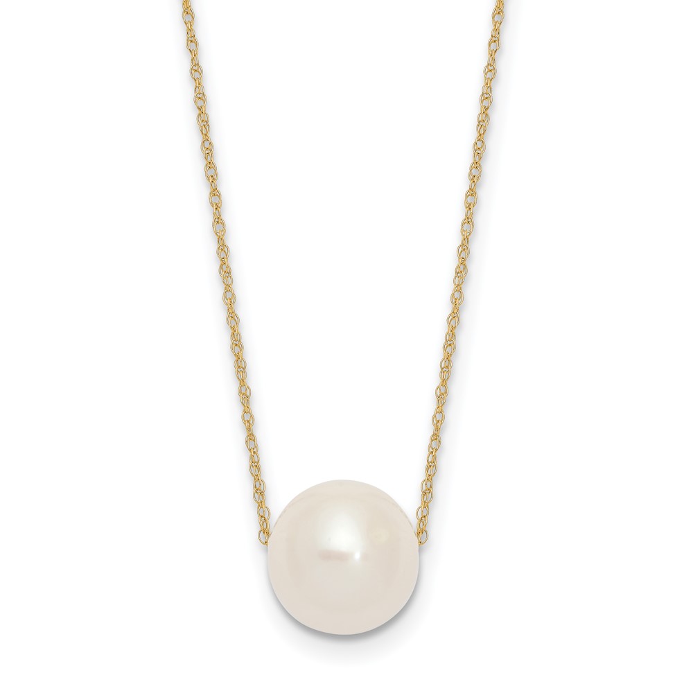 10k 10-11mm White Round Freshwater Cultured Pearl 17 inch Rope Necklace (10XF770-17)