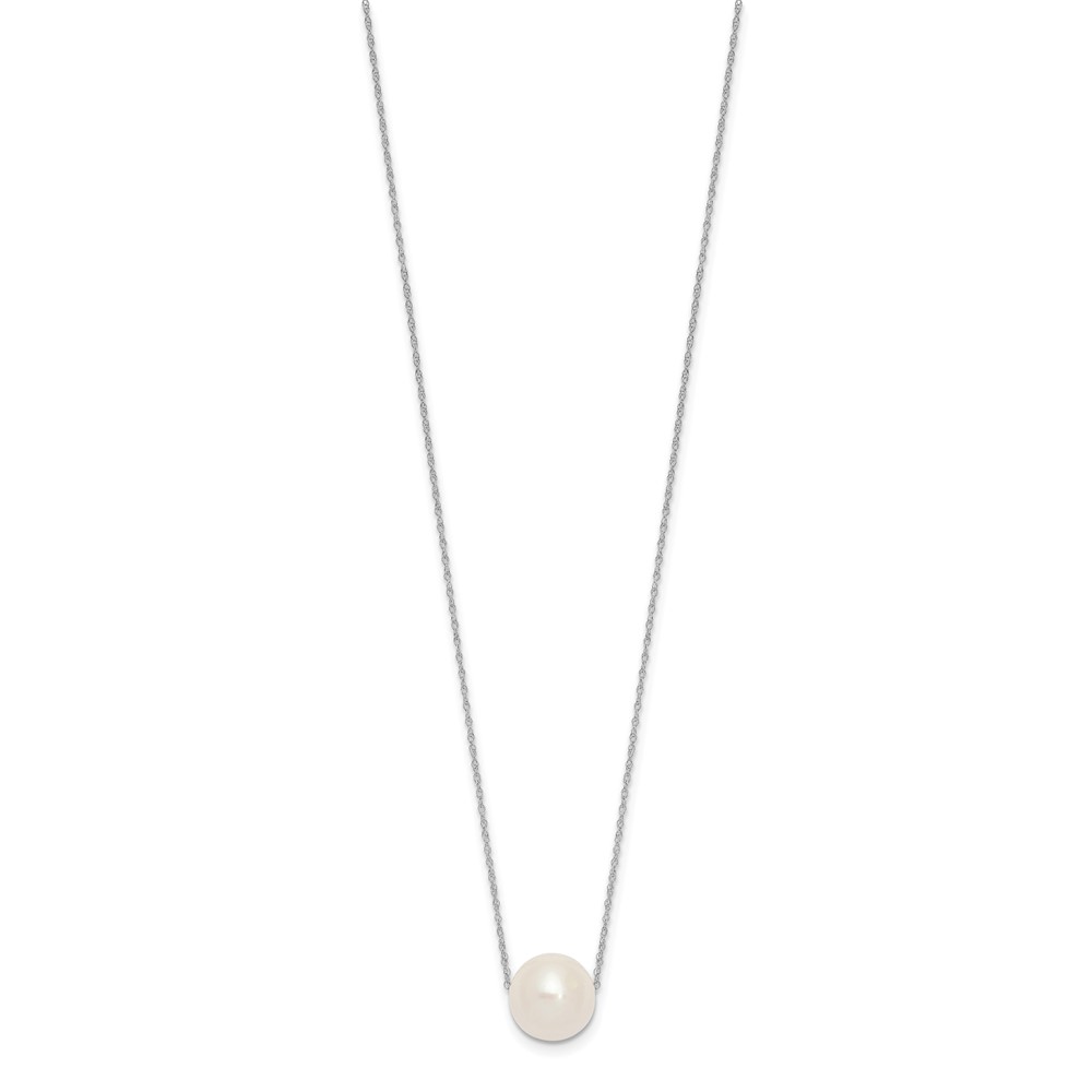 10k White Gold 10-11mm White Round Freshwater Cultured Pearl 17 inch Rope Necklace (10XF770W-17)
