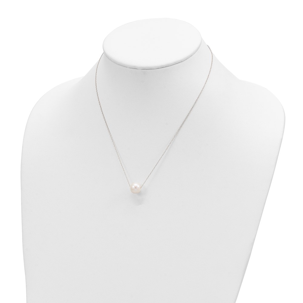 10k White Gold 10-11mm White Round Freshwater Cultured Pearl 17 inch Rope Necklace (10XF770W-17)