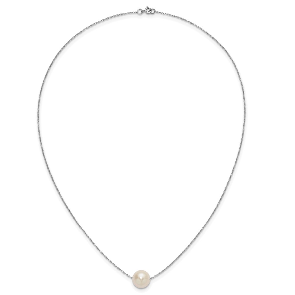 10k White Gold 10-11mm White Round Freshwater Cultured Pearl 17 inch Rope Necklace (10XF770W-17)