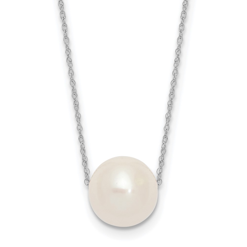 10k White Gold 10-11mm White Round Freshwater Cultured Pearl 17 inch Rope Necklace (10XF770W-17)