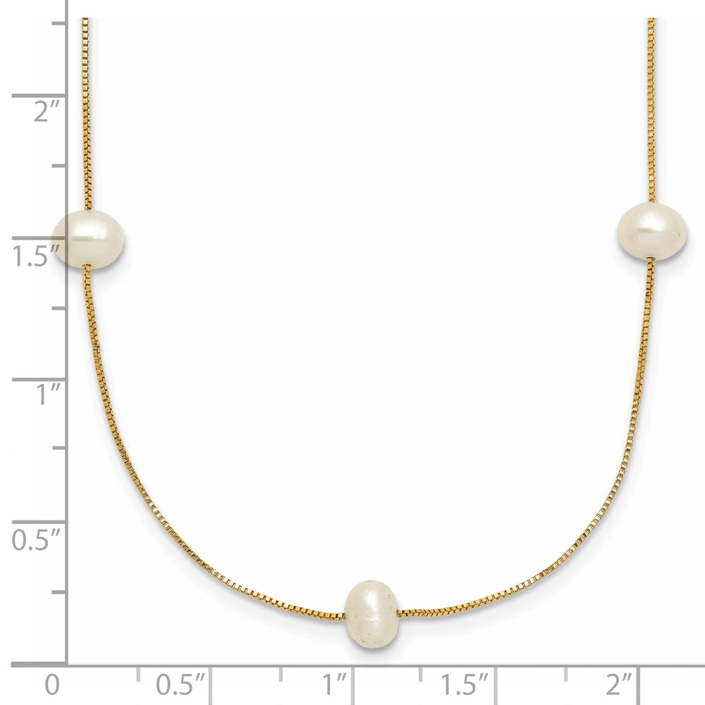 10k 5-6mm White Round Freshwater Cultured Pearl 9-Station 18 inch Necklace (10XF772-18)