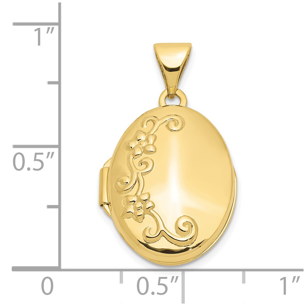 10k Floral Oval Locket (10XL116)