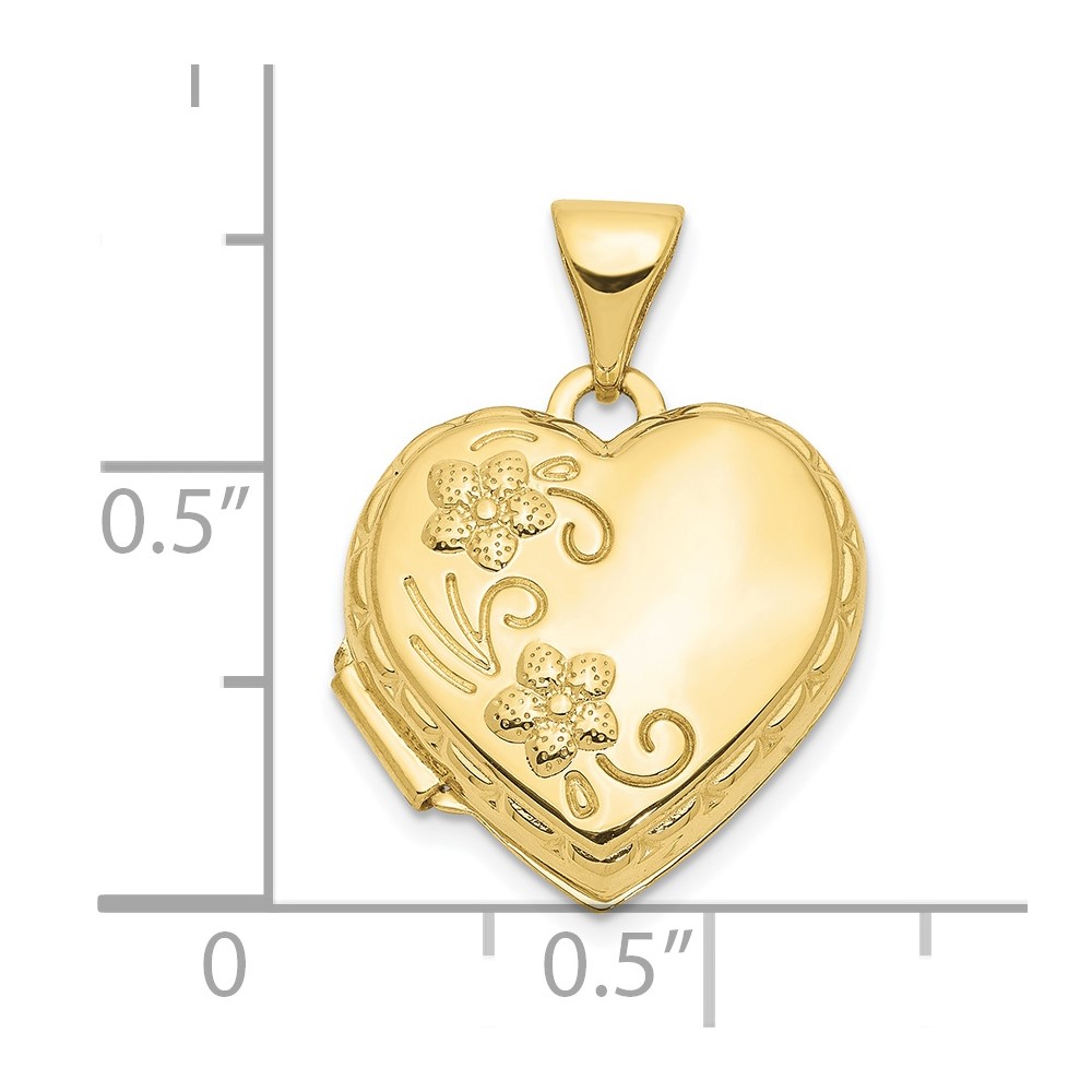10k Domed Floral Heart Locket (10XL135)