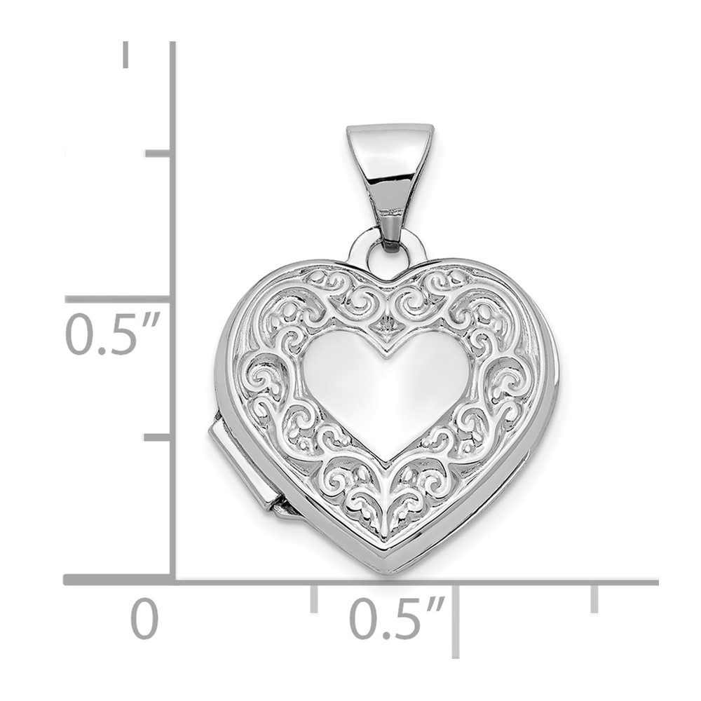 10k White Gold Heart Locket (10XL185)