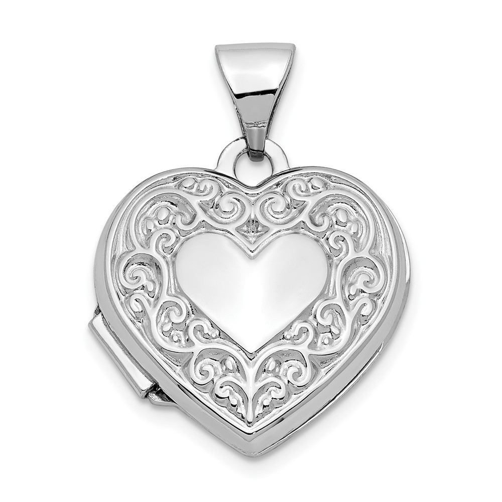 10k White Gold Heart Locket (10XL185)