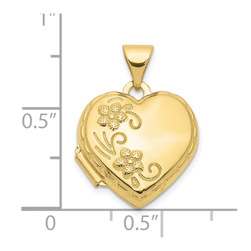 10k Reversible Floral Heart Locket (10XL201)