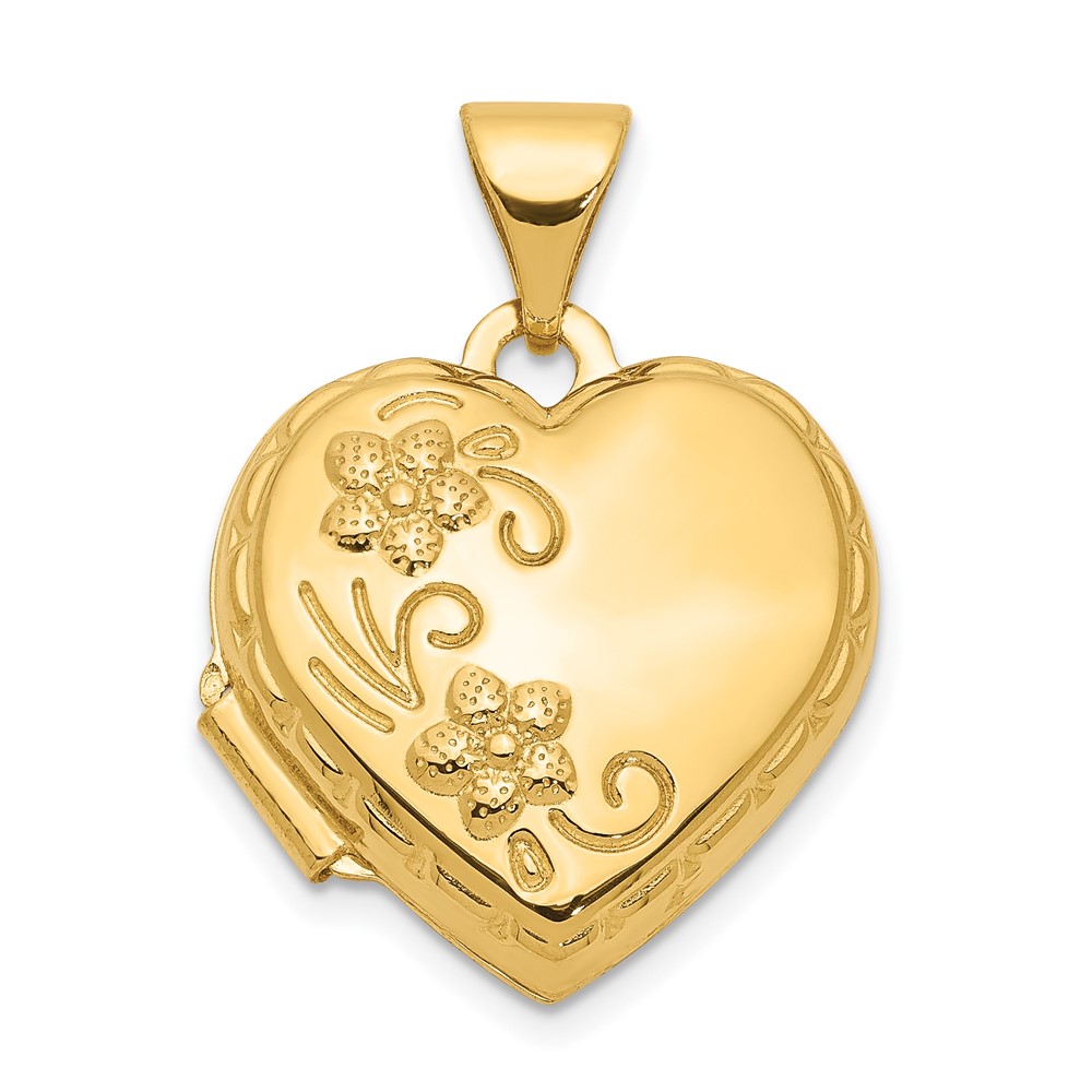 10k Reversible Floral Heart Locket (10XL201)