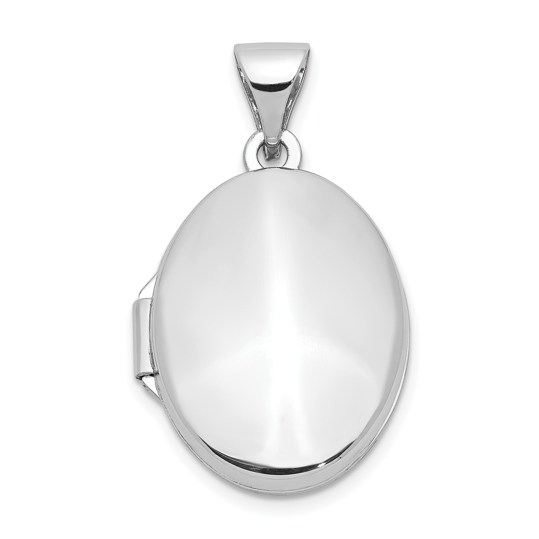 10k White Gold Polished Oval Locket (10XL206)