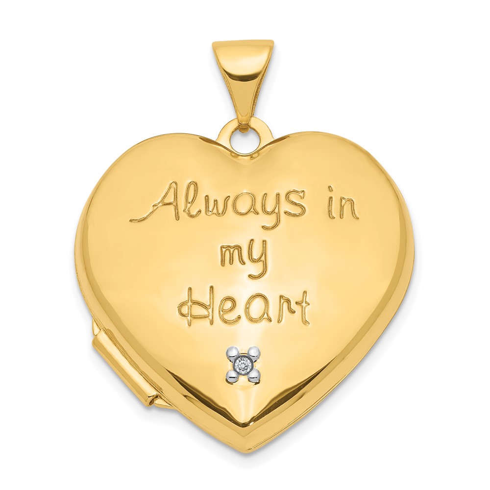 10k Two-tone Dia Always in my Heart w/ Heart Charm Inside 21mm Heart Locket (10XL638)